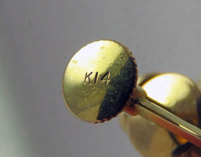 Beautiful Pair Japanese 14K Yellow Gold Pearl Cluster Screw-Back Earrings