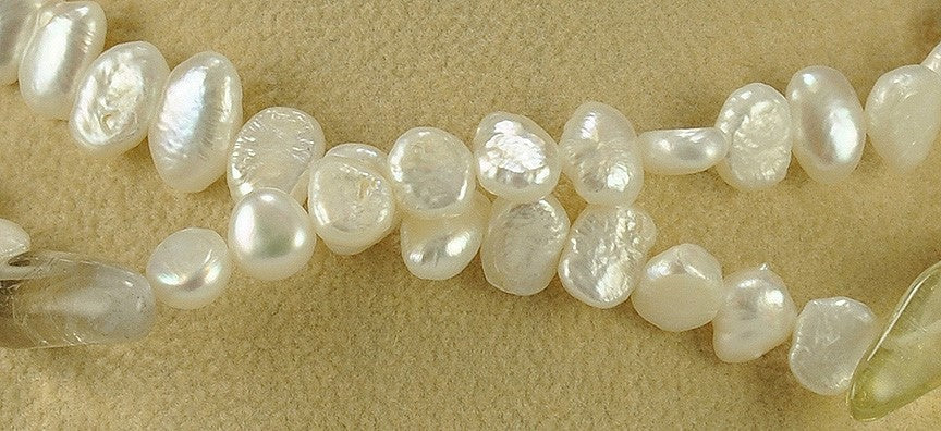 Lovely Vintage Kenneth J. Lane Designer Pearl and Gray Stone Long Necklace 33"