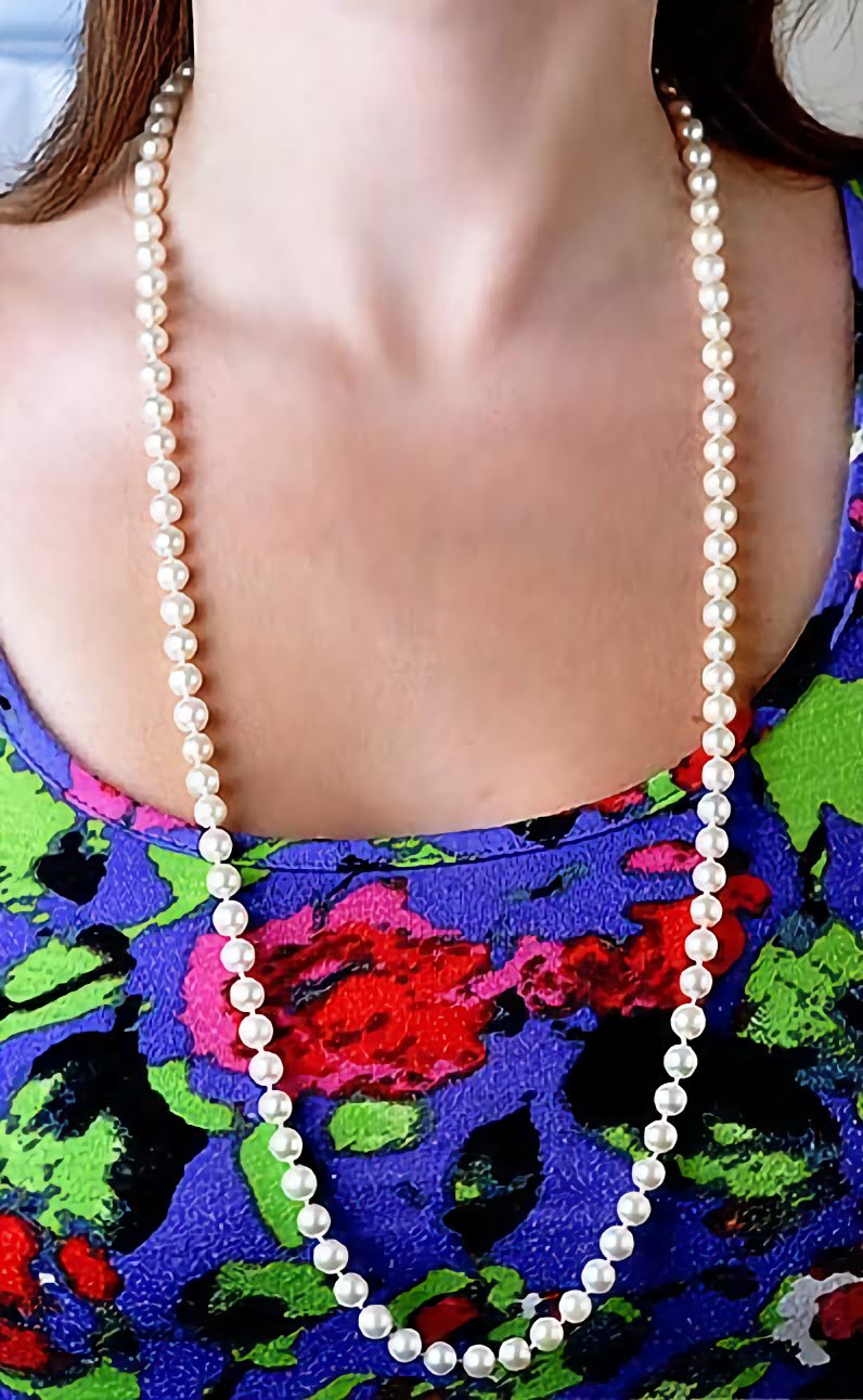 Nice Quality 32 inch Knotted Pearls Long Strand Necklace