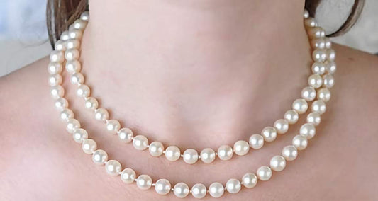 Nice Quality 32 inch Knotted Pearls Long Strand Necklace