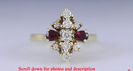Brilliant 14K Yellow Gold Diamond & Ruby Ring Size 6