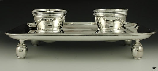 Fine Quality 1923 English Britannia Silver Inkwell