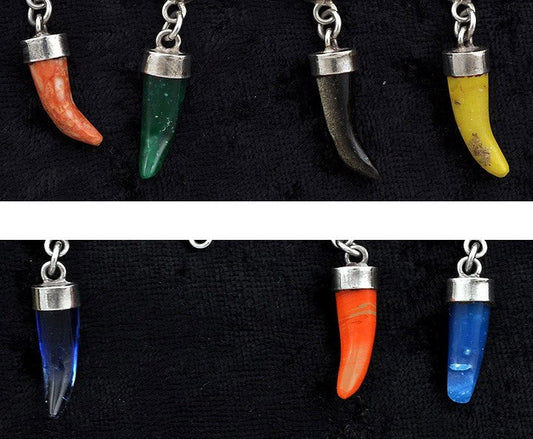 Sterling Silver and Genuine Stone and Glass "Fang" Bracelet Mexican