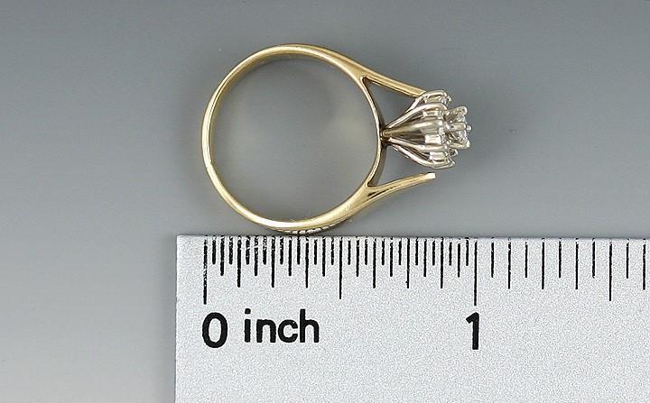 Nice 14k Yellow Gold & Diamond Navette Cluster Ring Size 5