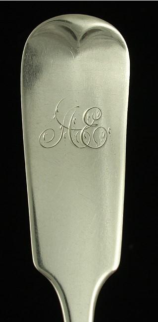 7 1830s Philadelphia Coin Silver Fiddle Serving Spoons