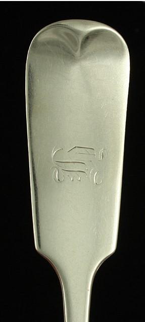 7 1830s Philadelphia Coin Silver Fiddle Serving Spoons