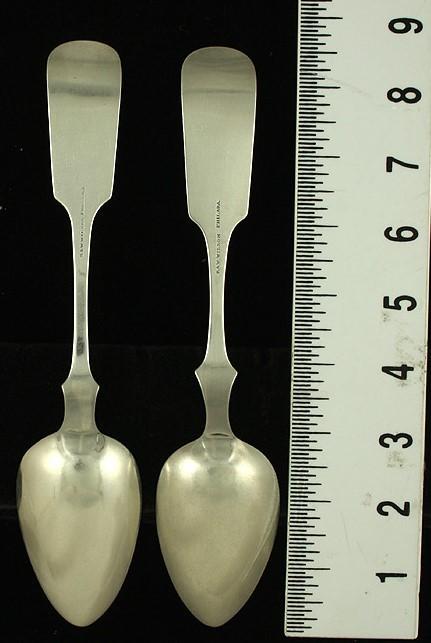 7 1830s Philadelphia Coin Silver Fiddle Serving Spoons