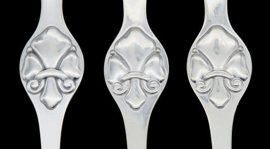 Great Silver Set 3 Danish Lobster Picks Carl M. Cohr c 1930 Fleur De Lis