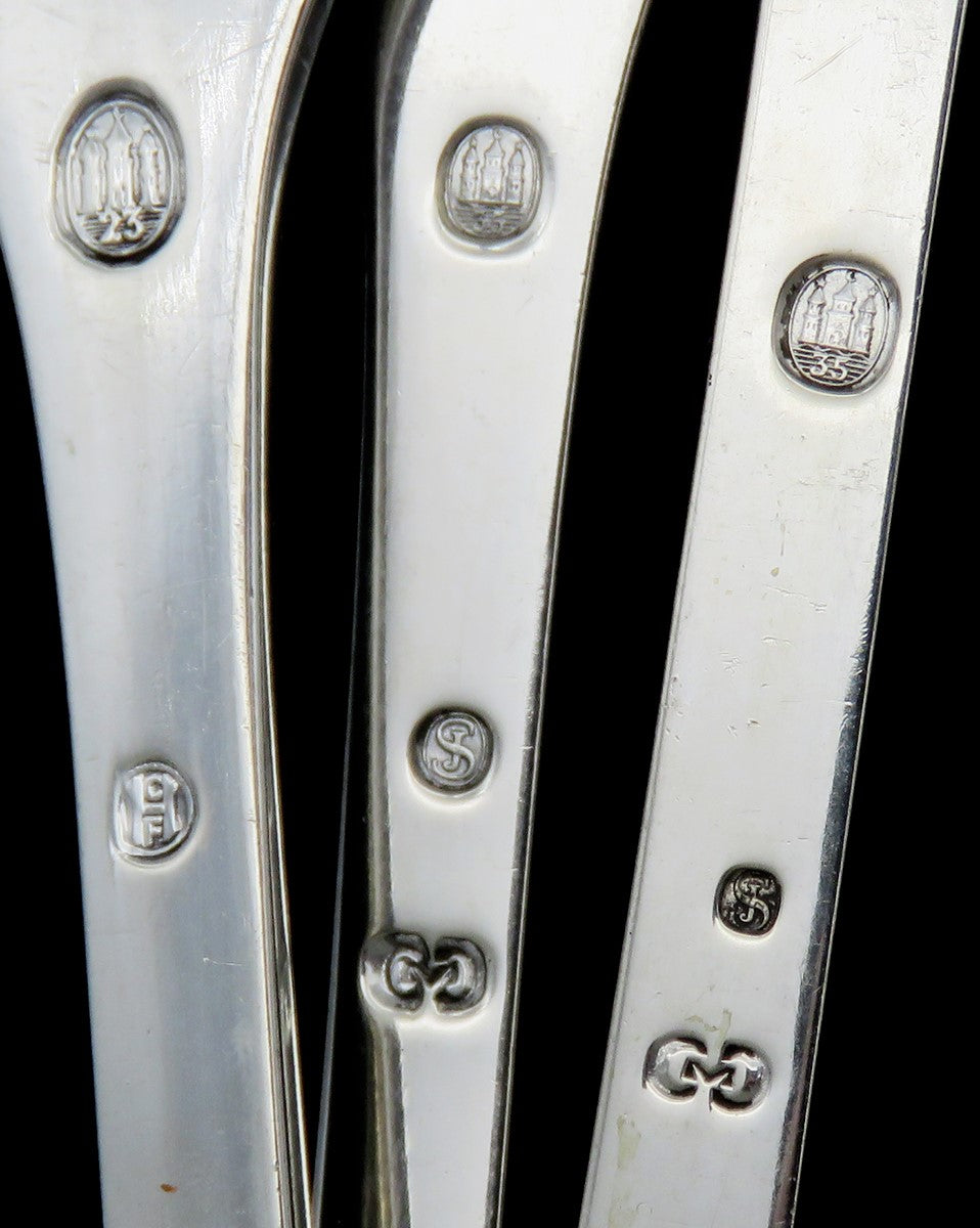 Great Silver Set 3 Danish Lobster Picks Carl M. Cohr c 1930 Fleur De Lis