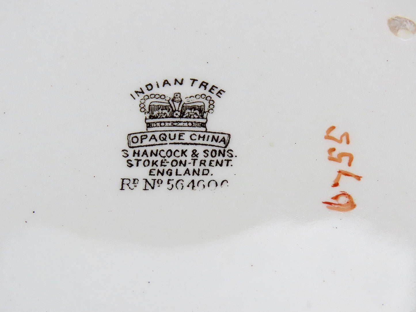 Wonderful Vintage Hancock Porcelain Indian Tree Covered Dish Black Key Gold Trim