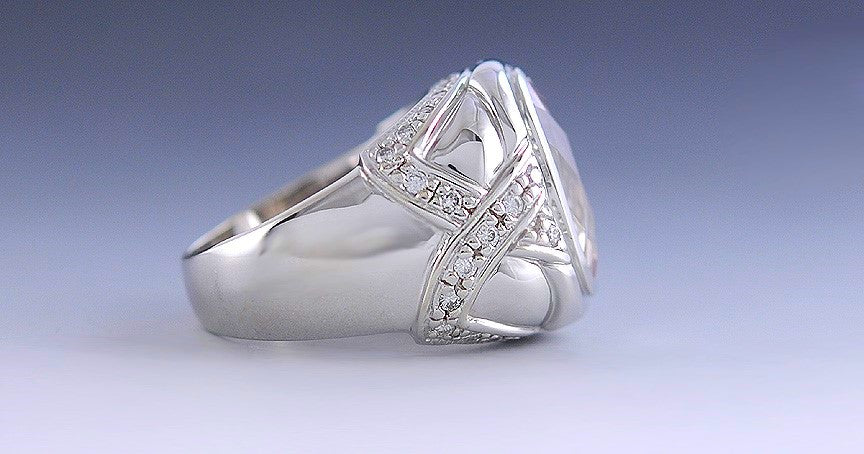 Stunning 5.5CT Pink Blush Morganite 14K White Gold Gemstone Ring