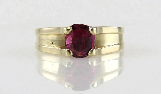 Lovely Natural Faceted Ruby Gemstone & 14K Yellow Gold Ring