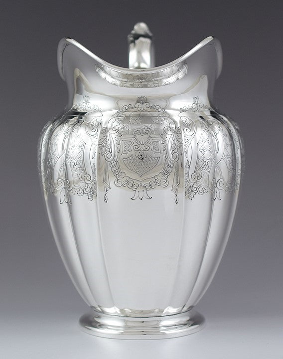 c1900-1925 Beautiful American Sterling Silver Hand Chased 4 Pint Water Pitcher