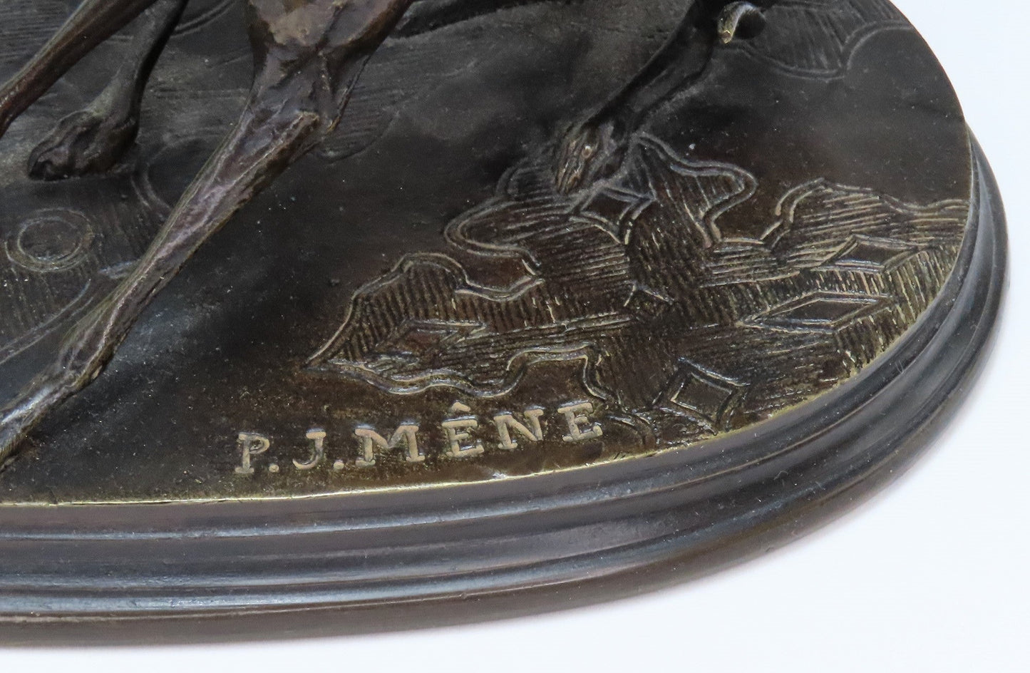 Late 1800s Pierre Jules Mene French Bronze Two Whippets at Play Jiji et Gisella