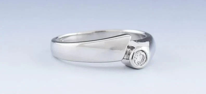 Sleek Modern Platinum & Diamond Bypass Ring