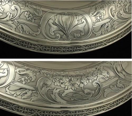 Fabulous Antique Mt Vernon Sterling Silver Acid Etched Heavy Compote