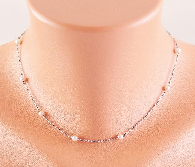 Elegant 14k White Gold & Pearl Necklace