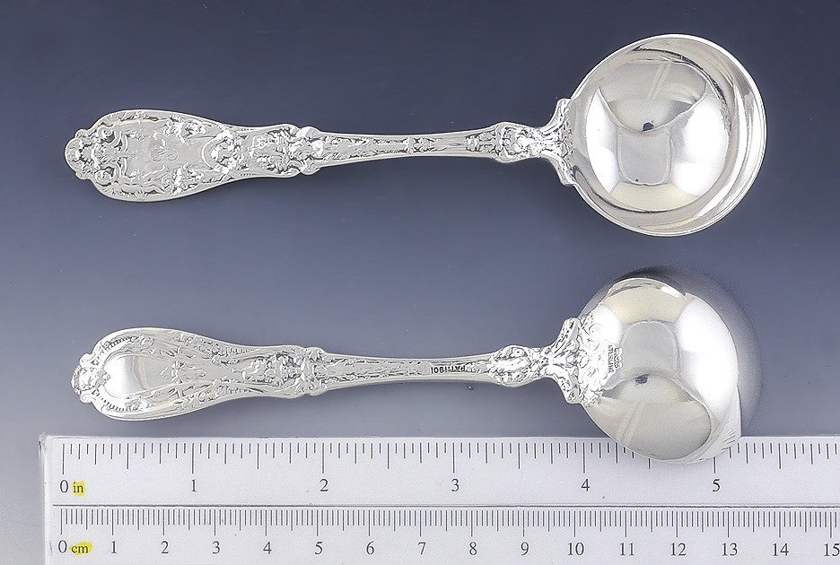 5 Antique Gorham Paris 1901 Sterling Silver Bouillon Soup Spoons 5 1/4"