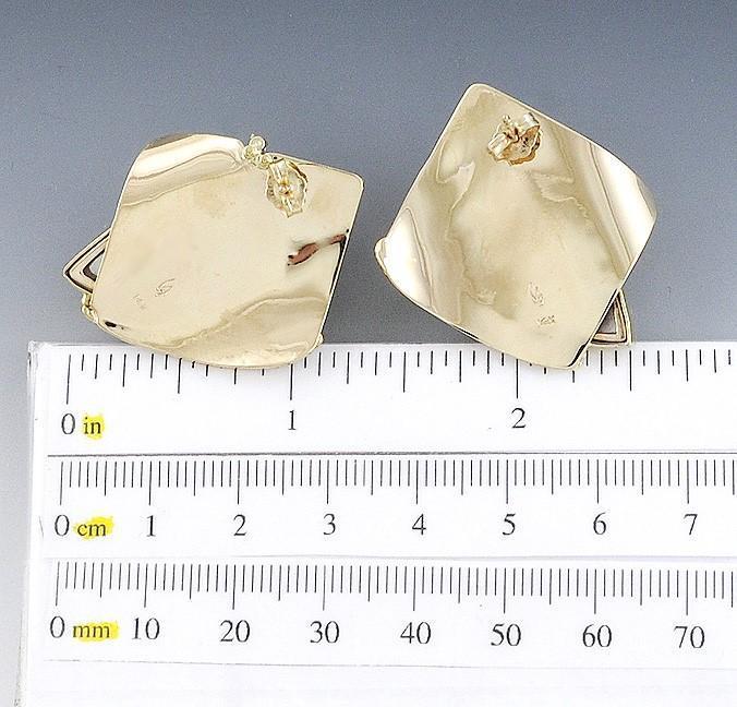 Signed Rare Vincent Ferrini Unique 14k Yellow Gold Diamond & Mabe Pearl Earrings