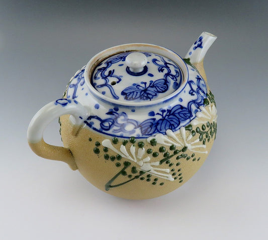 Charming early 1900s Japanese Pottery Impasto Enamel Decorated Teapot