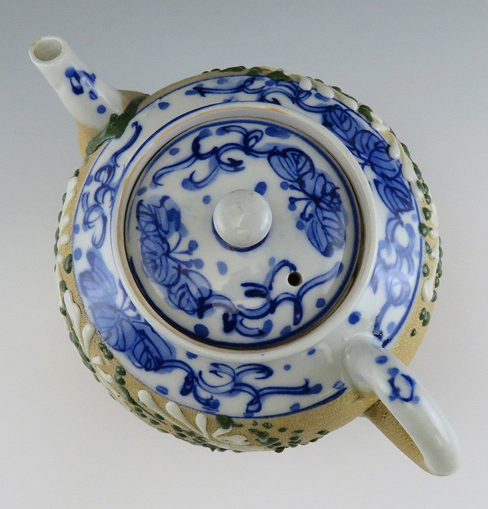 Charming early 1900s Japanese Pottery Impasto Enamel Decorated Teapot