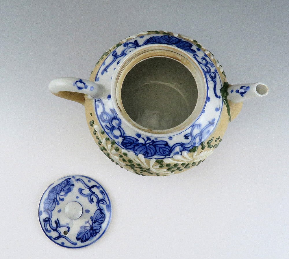 Charming early 1900s Japanese Pottery Impasto Enamel Decorated Teapot