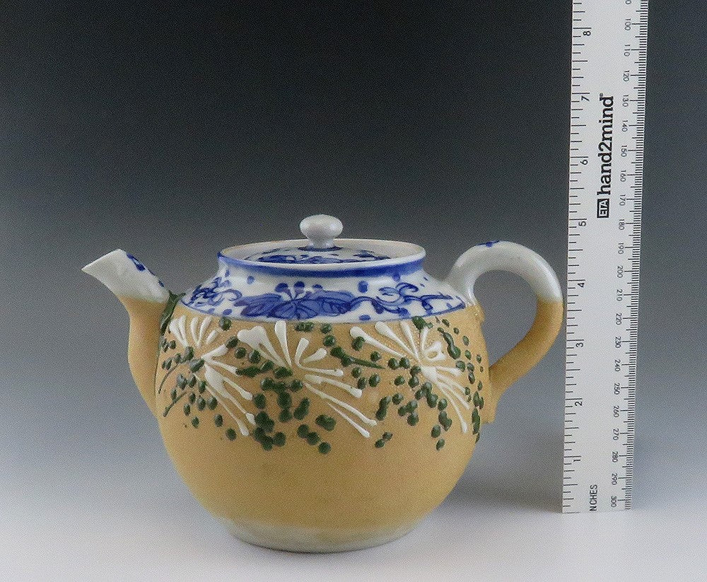 Charming early 1900s Japanese Pottery Impasto Enamel Decorated Teapot