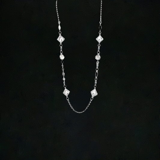 Good-Looking Sterling Silver Necklace of Chain, Hematite and Accents, 36 inches