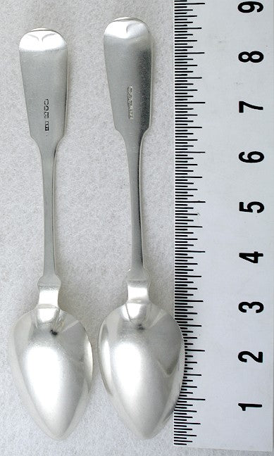 2 Wonderful Antique American Coin Silver Serving Spoons 1835