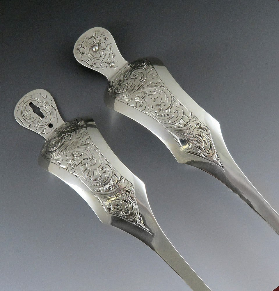 Great Rare and Huge Dutch 1854 Silver Pastry or Salad or Food Tongs