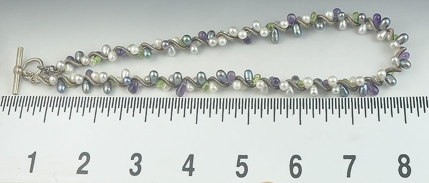 Matching 3 Pc Lot: Necklace and 2 Pairs of Earrings Pearl Peridot Amethyst