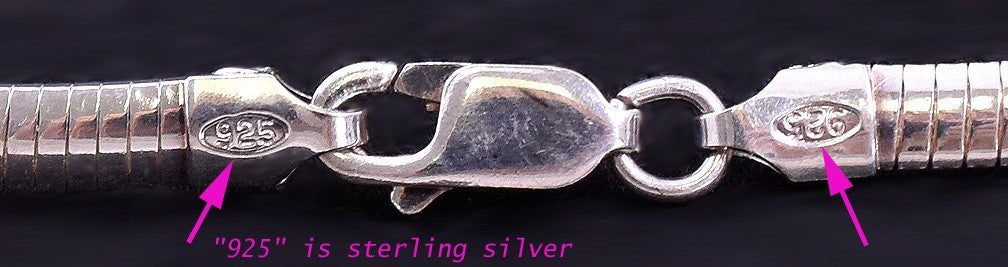 Chalcedony Agate Pendant on Sterling Silver Italian Omega Chain Choker Necklace