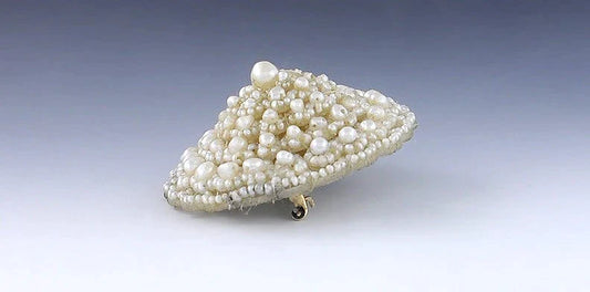 Elegant Victorian c1850-1880 14k Gold Tiered Pearl Bridal Wedding Pin/Brooch