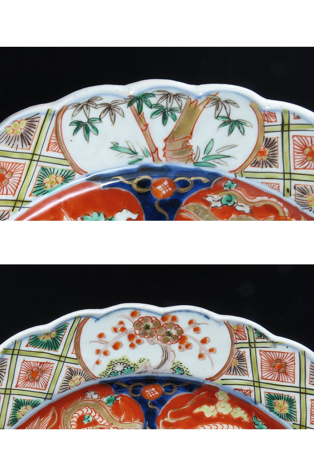 Antique Japanese Imari Dragon Flower Charger Round Tray Plate Platter