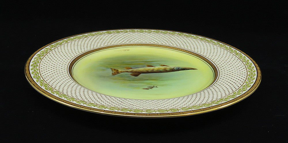 Antique c1925 Royal Doulton Porcelain China Handpainted Pike Fish Cabinet Plate