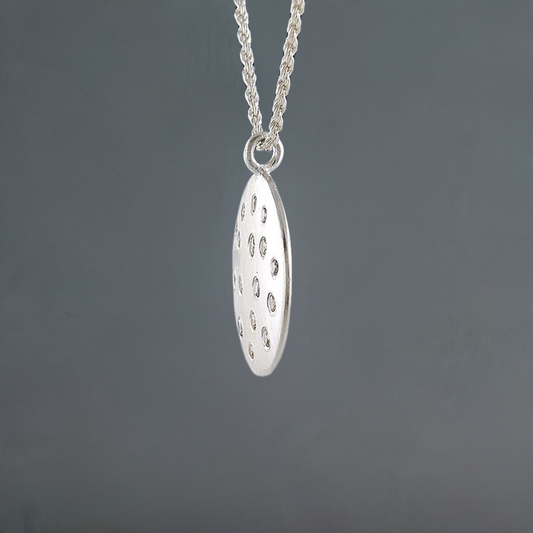 Unique Contemporary Sterling Silver ~1.25ct Diamond Moon Pendant Necklace