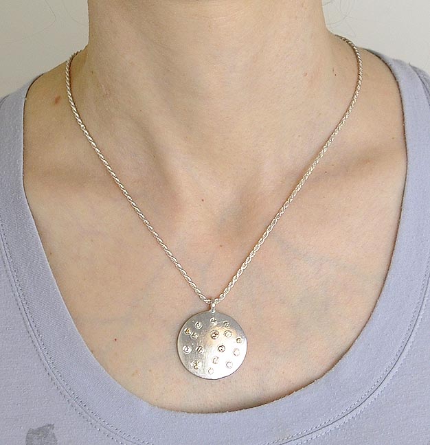 Unique Contemporary Sterling Silver ~1.25ct Diamond Moon Pendant Necklace