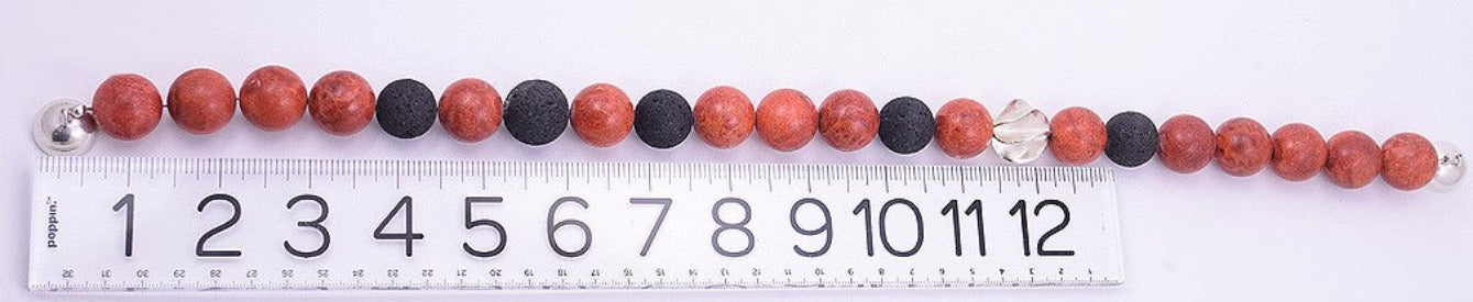 Handmade Vintage Necklace w/ Silver Magnetic Clasp and Large Red/Black Beads