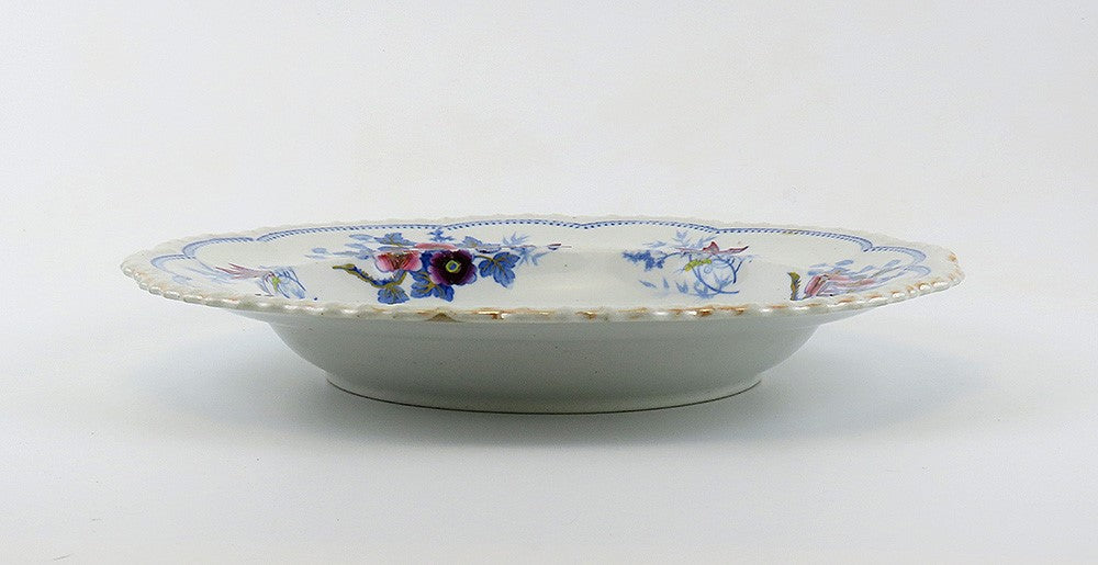 Fab set 8 c1840 English Staffordshire Ridgway Japan Flowers Wide Rim Soup Bowls