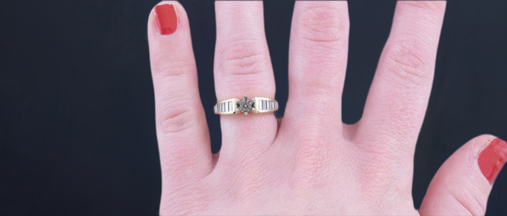Superb 14k Gold & .50ct Diamond Semi Mount Ring Setting for ~6mm Stone Size 6.75