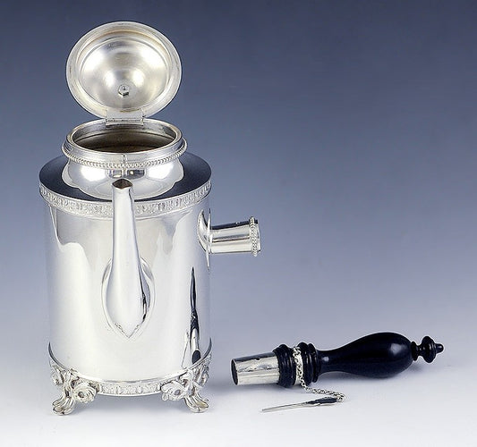 Heavy Rare Antique Swedish 830 Silver Side Handle Coffee Chocolate Tea Pot