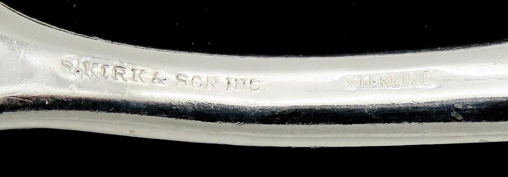 Great Kirk Repousse Sterling Silver Serving Spoon High Relief Details 9 1/8 in