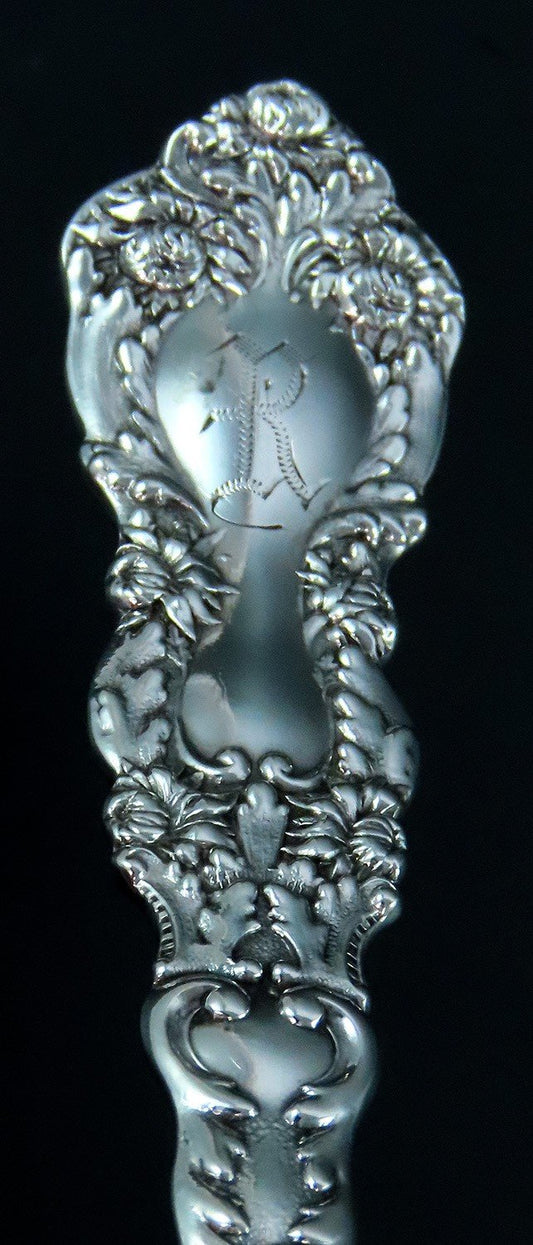 Fancy Gorham Imperial Chrysanthemum Sterling Silver Small Serving Fork 5 5/8"