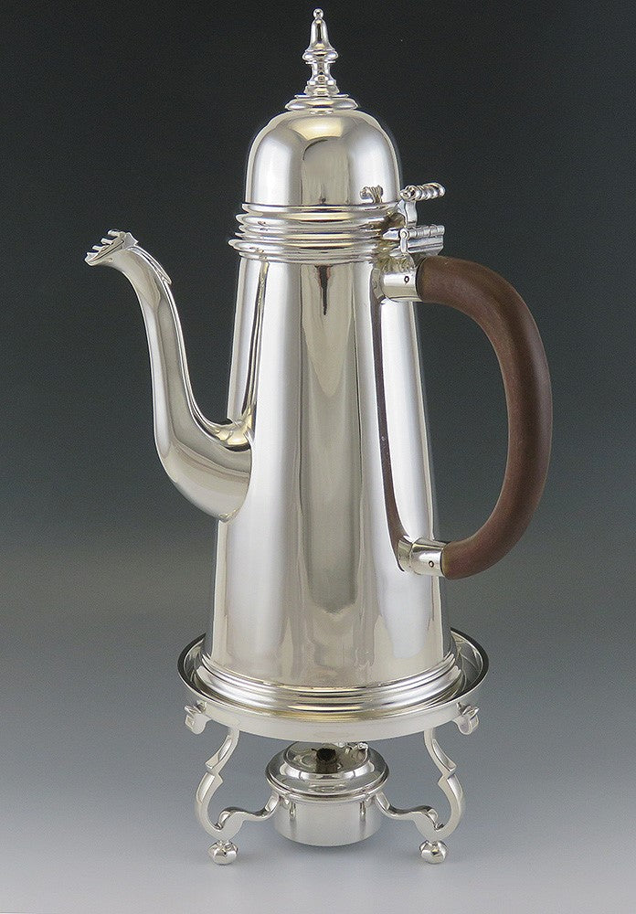 Superb Tiffany & Co. Sterling Silver Coffee Pot on Stand Burner