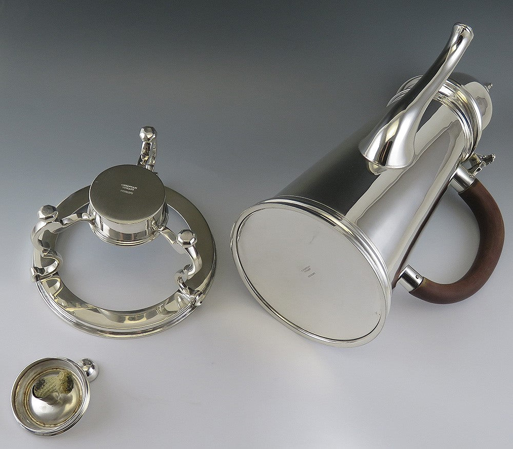 Superb Tiffany & Co. Sterling Silver Coffee Pot on Stand Burner