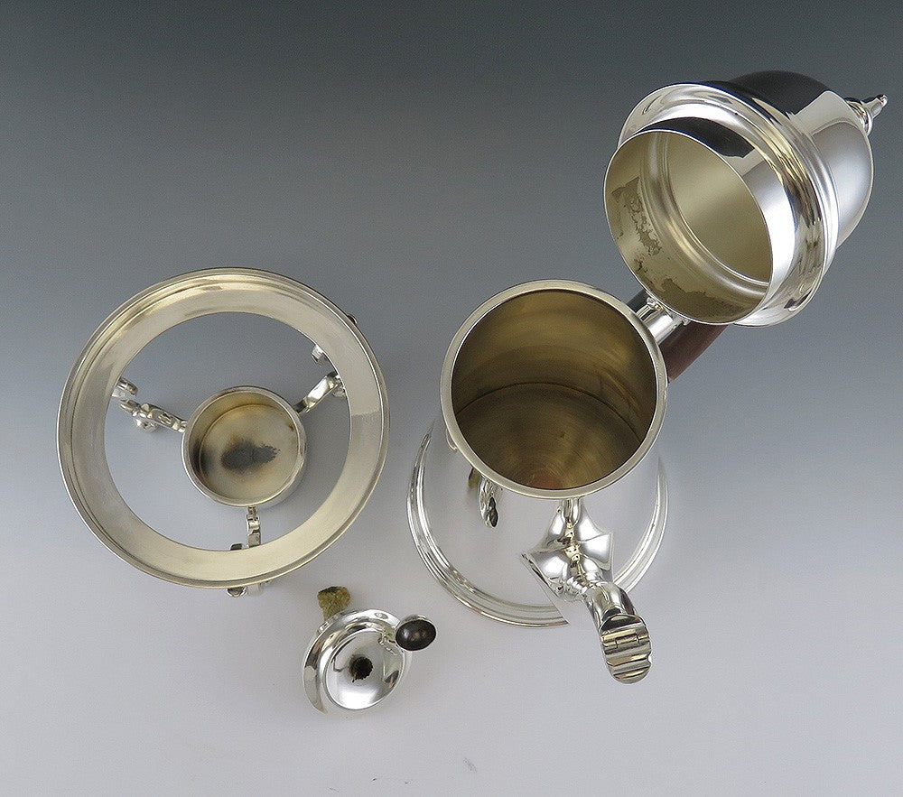 Superb Tiffany & Co. Sterling Silver Coffee Pot on Stand Burner