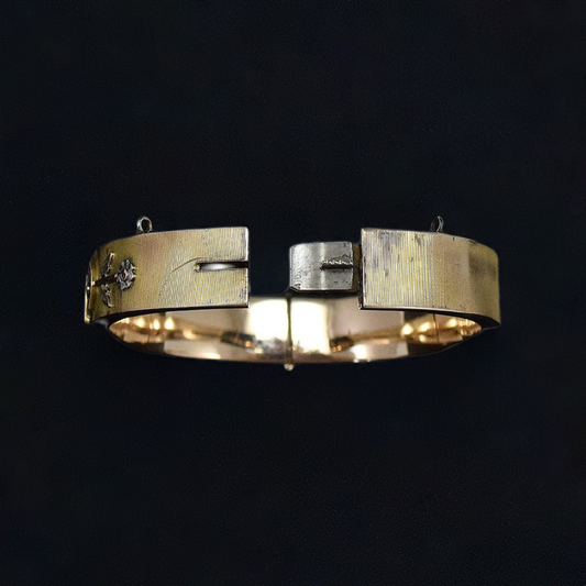 Stunning Antique American Gold Filled Floral Bangle Bracelet