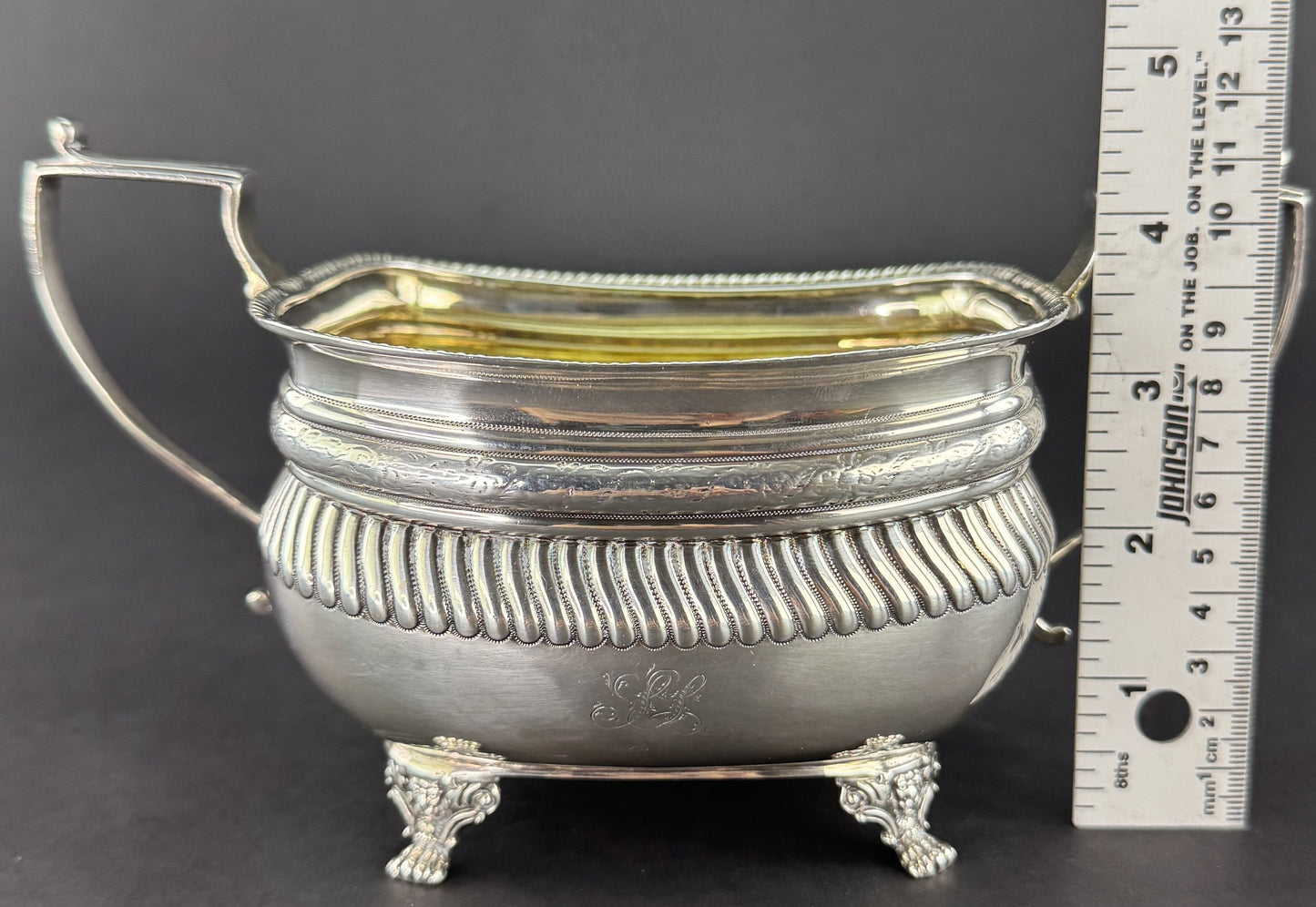 1813 English Sterling Silver 2 Handled Sugar Bowl Classical Form