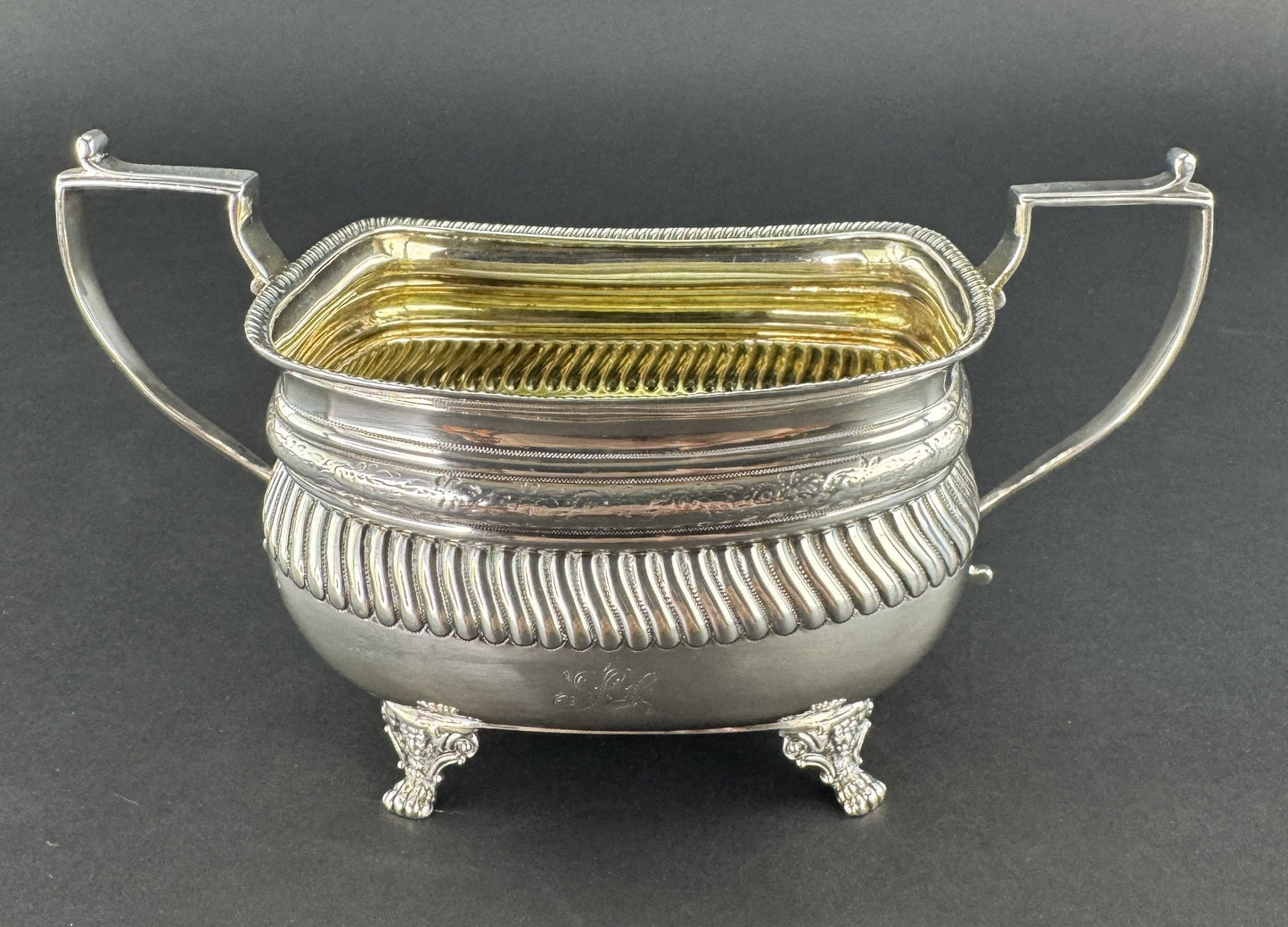 1813 English Sterling Silver 2 Handled Sugar Bowl Classical Form