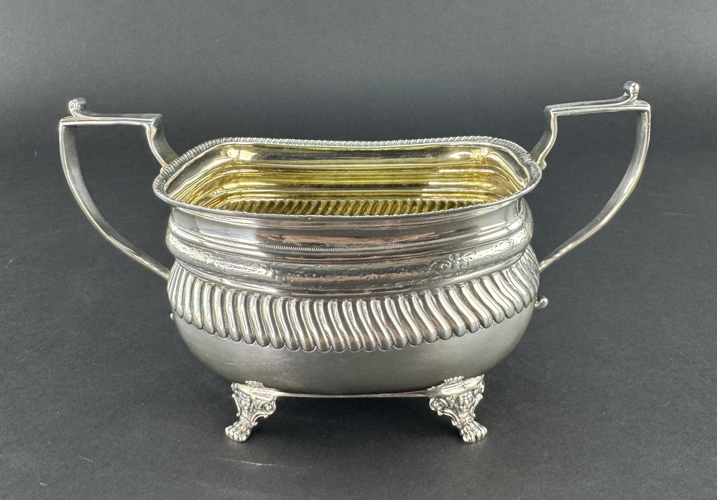 1813 English Sterling Silver 2 Handled Sugar Bowl Classical Form